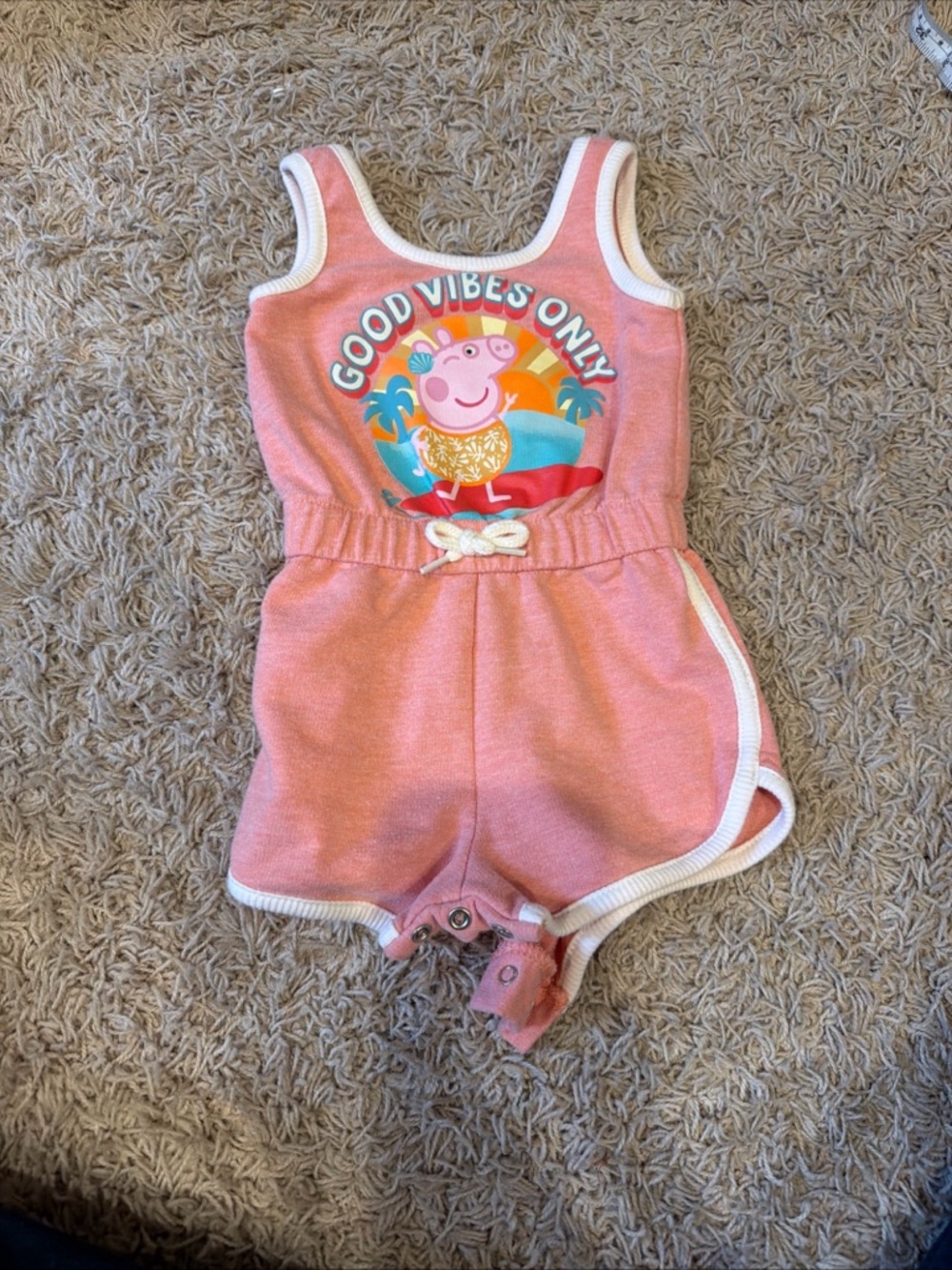 Peppa Pig Pink & White "Good Vibes Only" Kids One-Piece